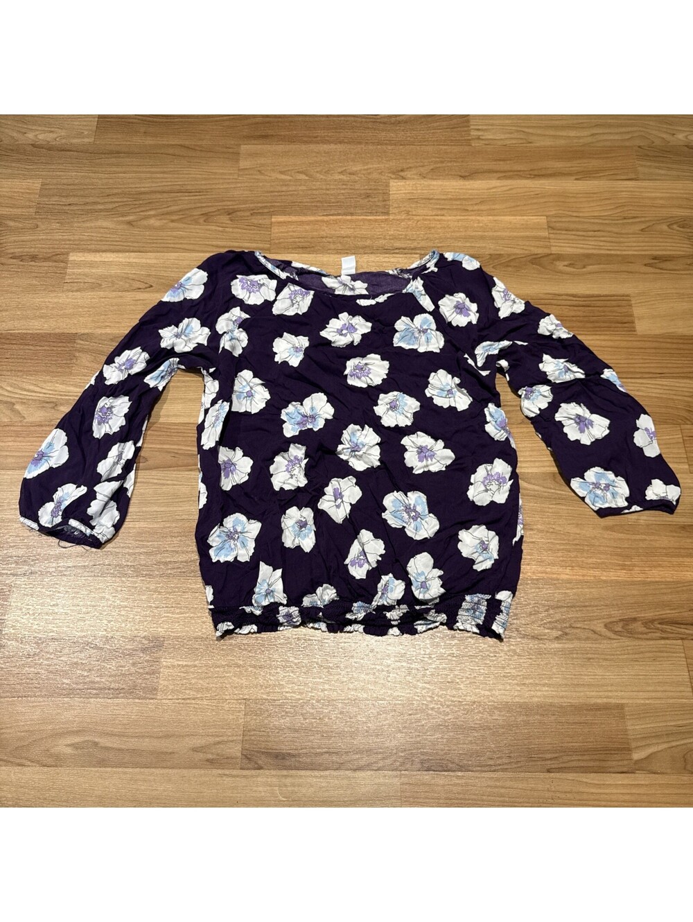 Old Navy Women’s Medium Purple Floral Print 3/4 Sleeves